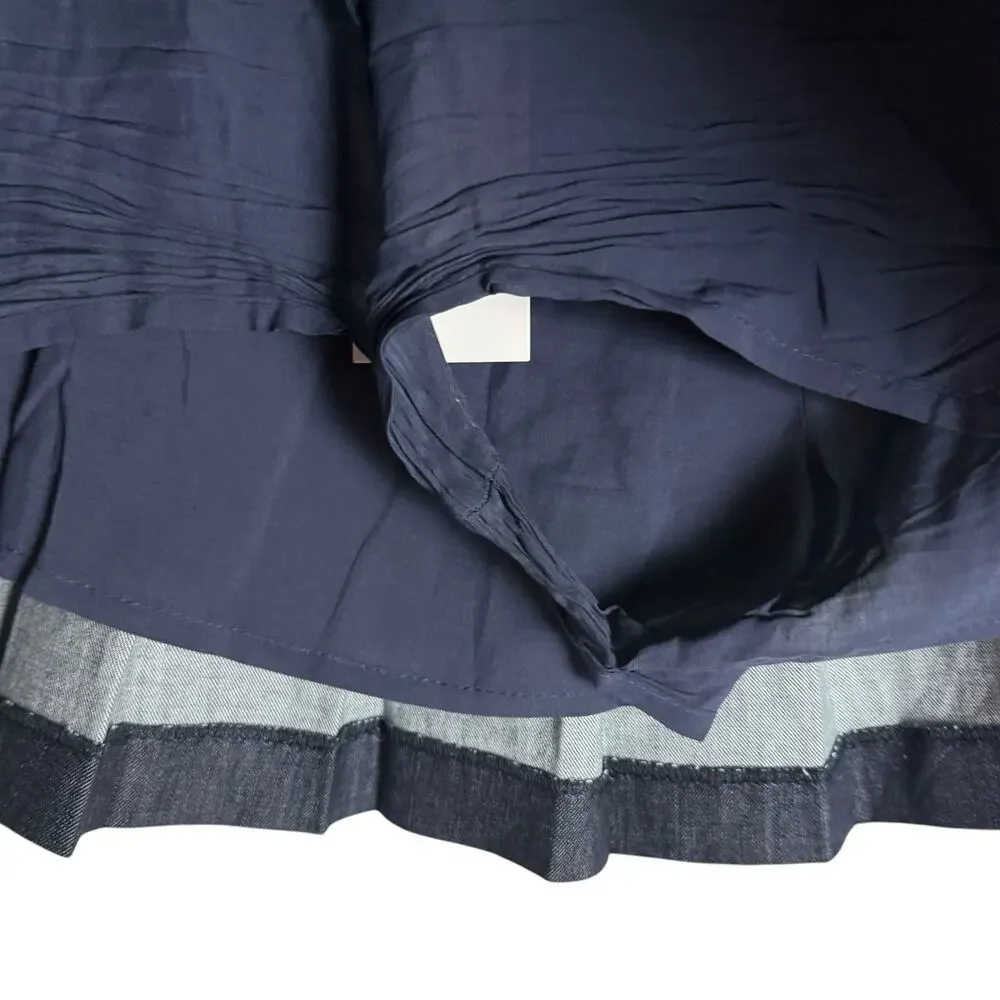 Zara Dark Chambray Denim 2 Piece Pleated Mini Skirt Jacket Co-Ord Set S